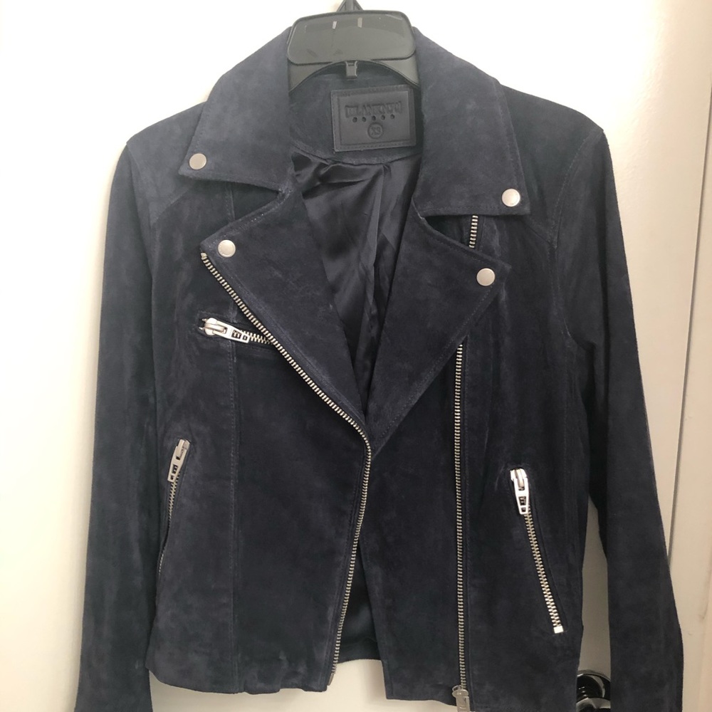 BLANK NYC Suede Moto Jacket in Blue Valentine - Picture 3 of 8